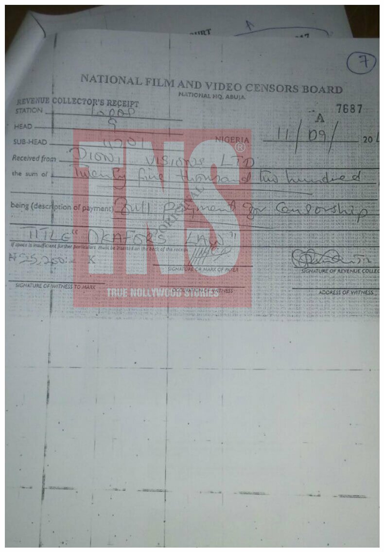 Omoni Oboli's Okafor's Law name registration receipt